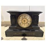Ansonia Iron Neoclassical Mantel Clock Black