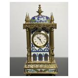 Brass & Cloisonné Enamel Miniatire Carriage Clock