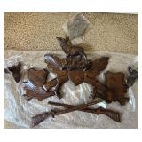 NOS Cuckoo Clock Pediment Kit Deer Rifles