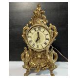 Lanshire Rococo Style Brass Electric Mantle Clock