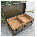 Antique Travel Trunk Chest National Vulcanized