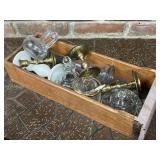Glass & Brass Candlesticks Carafes In Old Drawer