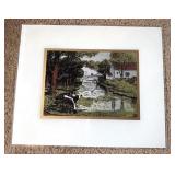 Clock Glass Reverse Painted Door Panel Pastoral