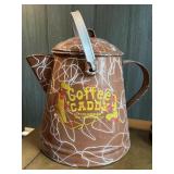 Colombian Coffee 1940's Caddy Enamelware Camp Pot