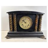 New Haven Black Mantel Clock Columns