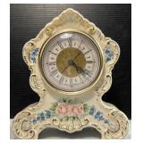 Porcelain Mantle Clock Quartz Battery Operated