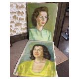 Oil On Canvas Portrait Original Art 1945 Signed