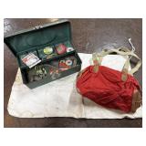Old Metal Tackle Box & Canvas Bags