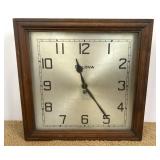 Vintage Bulova Wall Clock Repair Square Wood Frame