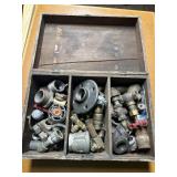 Pipe Fitting Hardware In Antique Wood Box