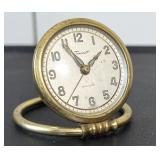 Tourist Travel Alarm Clock Brass Pocket Stand