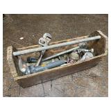 Plumbing Tools In Vintage Wood Toolbox