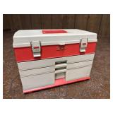 Plano 833 Tackle Box vintage Red Gray 3-Drawer