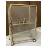 Miniature Glass Brass Curio Cabinet w/ Bronze Seal