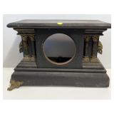 Antique Black Mantel Clock Empty Case For Parts