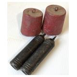 Antique Clock Weight Pairs Red Black Mantel