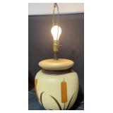 Vintage Cattail Pottery Table Lamp