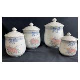 Floral Ribbon Glass Canister Set