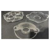 Candlewick Clear Crystal Handled Trays Relish