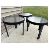 Glass Top Patio Side Tables Trio