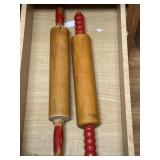 2 Rolling Pins w Red Handles