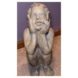 Distressed Cherub Statue 7x9x18'