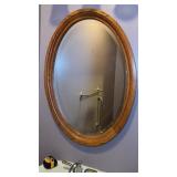Wood Framed Hanging Oval Mirror 25x35'