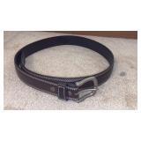 Dark Brown Leather Belt w Contrast Edge Stitching