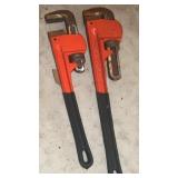 2 Heavy-Duty Cast Iron Red Pipe Wrenches