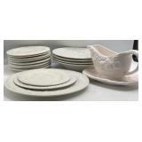 Vintage White Ceramic Dinnerware & Gravy Boat Lot