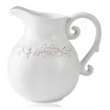 White Ceramic Farmhouse Pitcher Vase 7.3ï¿½