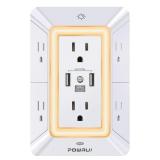 POWRUI 6 Outlet Surge Protector With Night Light