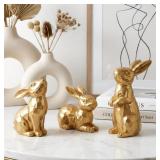 Gold Geometric Bunny Figurines Set of 3