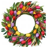 22ï¿½ Artificial Tulip & Lavender Spring Wreath