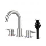 3-Hole Brushed Nickel Bathroom Faucet