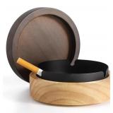 Wooden Windproof Ashtray With Lid