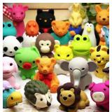 URSKYTOUS 60Pcs Animal Erasers Desk Pets for Kids