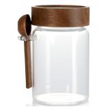 Glass Canisters w/Wood Lids & Spoons