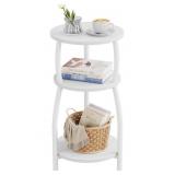 3-Tier Round End Table White