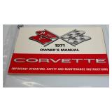 Corvette 1971 Ownerï¿½s Manual 1st Edition