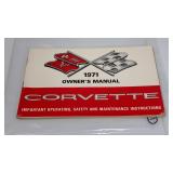 Corvette 1971 Owners Manual 1st Edition