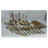 Gold-Tone Flatware & Serving Utensil Lot
