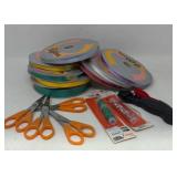 Craft Lot-Ribbon, Scissors & Metallic Thread