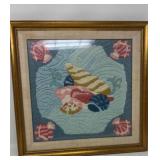 Framed Seashell Needlepoint Art
