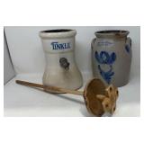 Antique Stoneware Crocks & Butter Churn