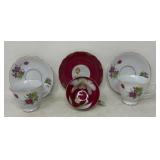 Floral Porcelain Teacup Trio