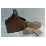 Leather Storage Basket & Bird Feed Cakes
