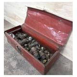 Brass Plumbing Fittings In Red Metal Toolbox