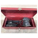 Two Sanders In Stack-On Toolbox Red Metal