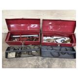 Drain Cleaner Bits Auger Tips In Two Red Toolboxes